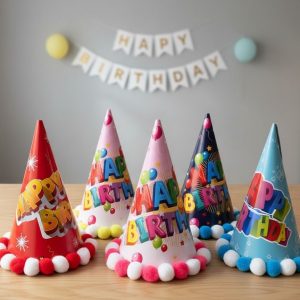 کلاه happy رنگی توپکدار